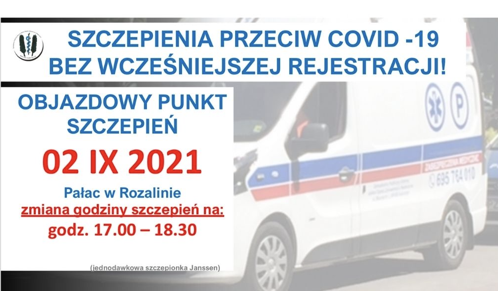 Nowe godziny szczepień przy Pałacu w Rozalinie