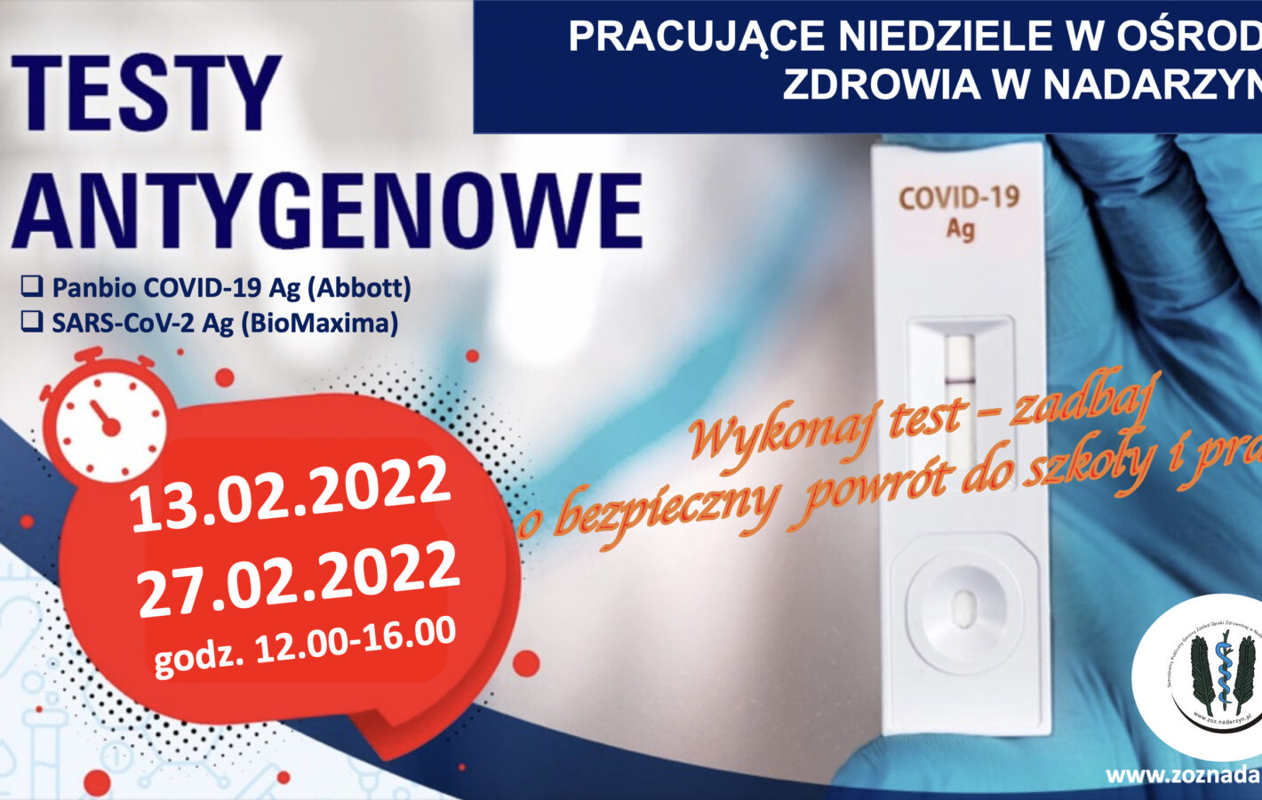 Bezpłatne testowanie! 15.02.2022/27.02.2022