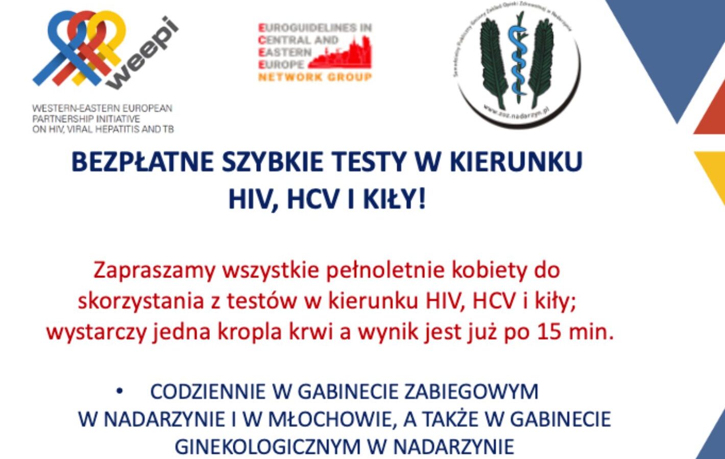 Bezpłatne testy na HIV, HCV i kiłę