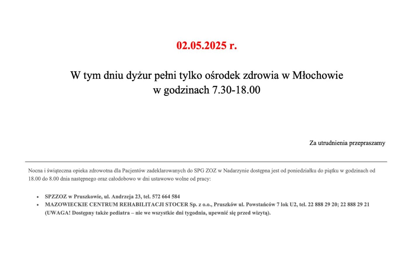 Dzień dyżurowy