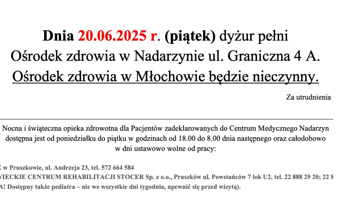 20.06 – pracuje CMN